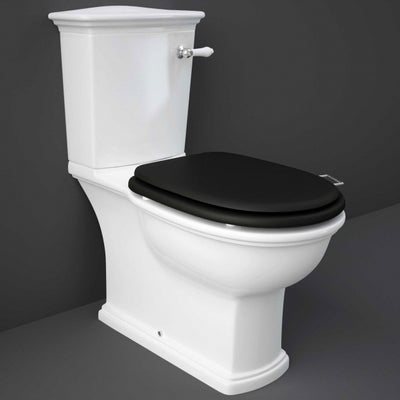 RAK Washington Close Coupled Toilet with Horizontal Outlet & Lever Cistern - Black Seat