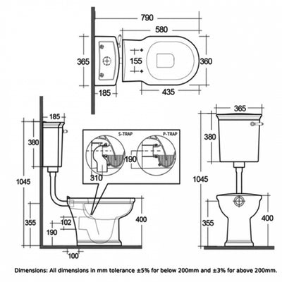 RAK Washington Low Level Toilet with Horizontal Outlet - White Soft Close Wood Seat