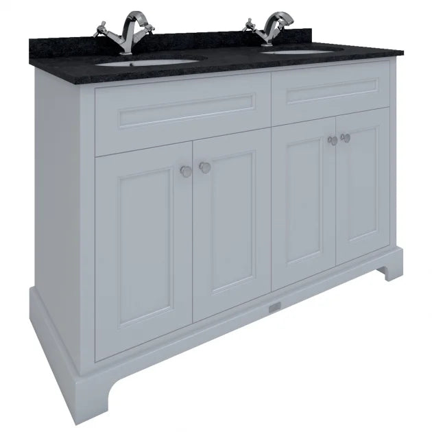 RAK Washington Traditional Floor Standing 4 Door Vanity Unit 1200mm Wide - White Inc Black Marble Top & Splashback