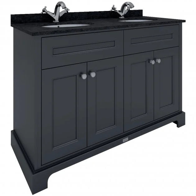 RAK Washington 1200mm 4-Door Floor Standing Vanity Unit Inc Black Marble Top & Splashback