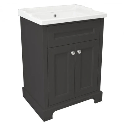 RAK Washington Traditional Floor Standing 2 Door Vanity Unit 600mm Wide Inc Basin - Black