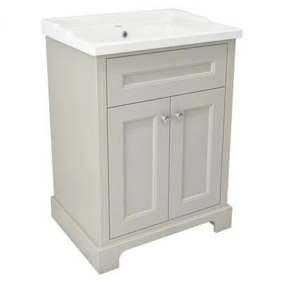 RAK Washington Traditional Floor Standing 2 Door Vanity Unit 600mm Wide Inc Basin - Greige