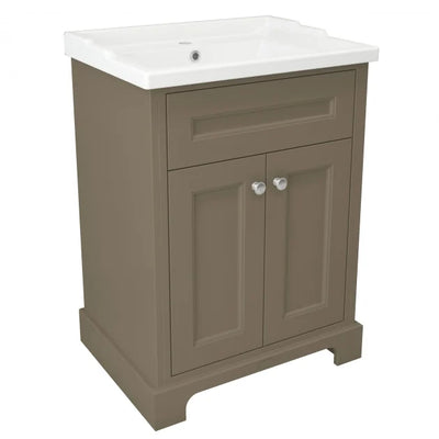 RAK Washington Traditional Floor Standing 2 Door Vanity Unit 600mm Wide Inc Basin - Cappuccino