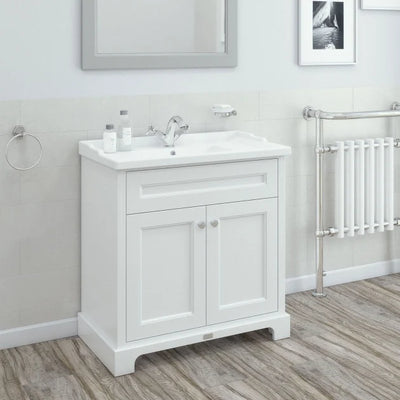 RAK Washington Traditional Floor Standing 2 Door Vanity Unit Inc Basin  800mm Wide - White