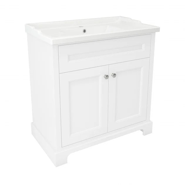 RAK Washington Traditional Floor Standing 2 Door Vanity Unit Inc Basin  800mm Wide - White