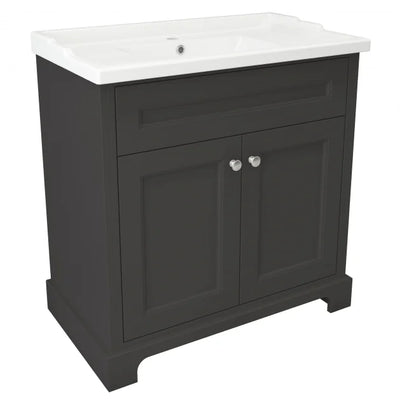 RAK Washington Traditional Floor Standing 2 Door Vanity Unit 800mm Wide  Inc Basin - Black