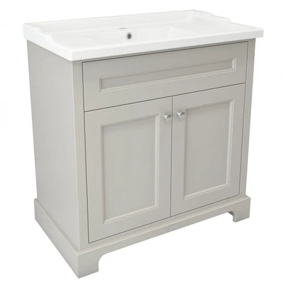 RAK Washington Traditional Floor Standing 2 Door Vanity Unit 800mm Wide Inc Basin - Greige