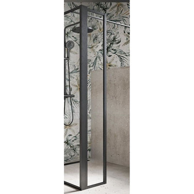 Hopper Gunmetal Clear Glass Shower Screen 880mm inc 300mm Single Frame Return Panel N23