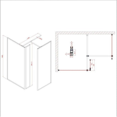 Hopper Brushed Nickel Clear Glass Single Frame Return Panel - 300mm N24