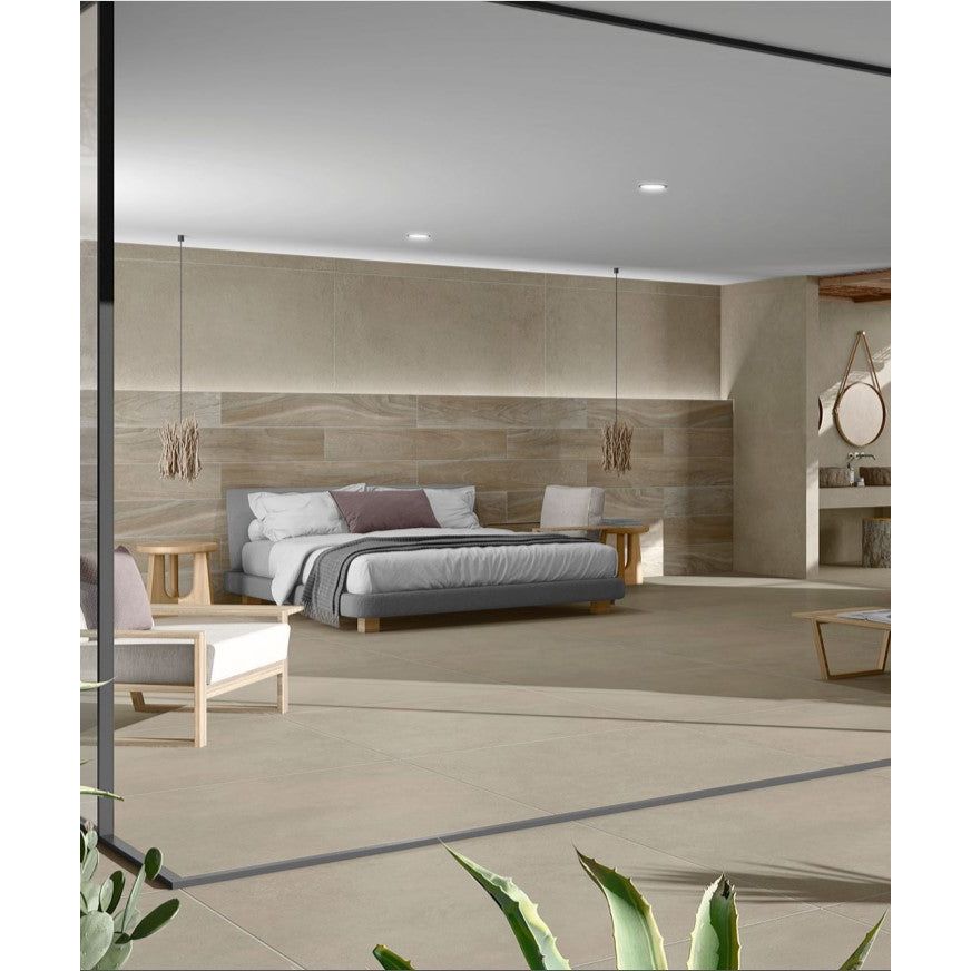 Rogers Greige Matt Porcelain Tile - 600x600mm N23