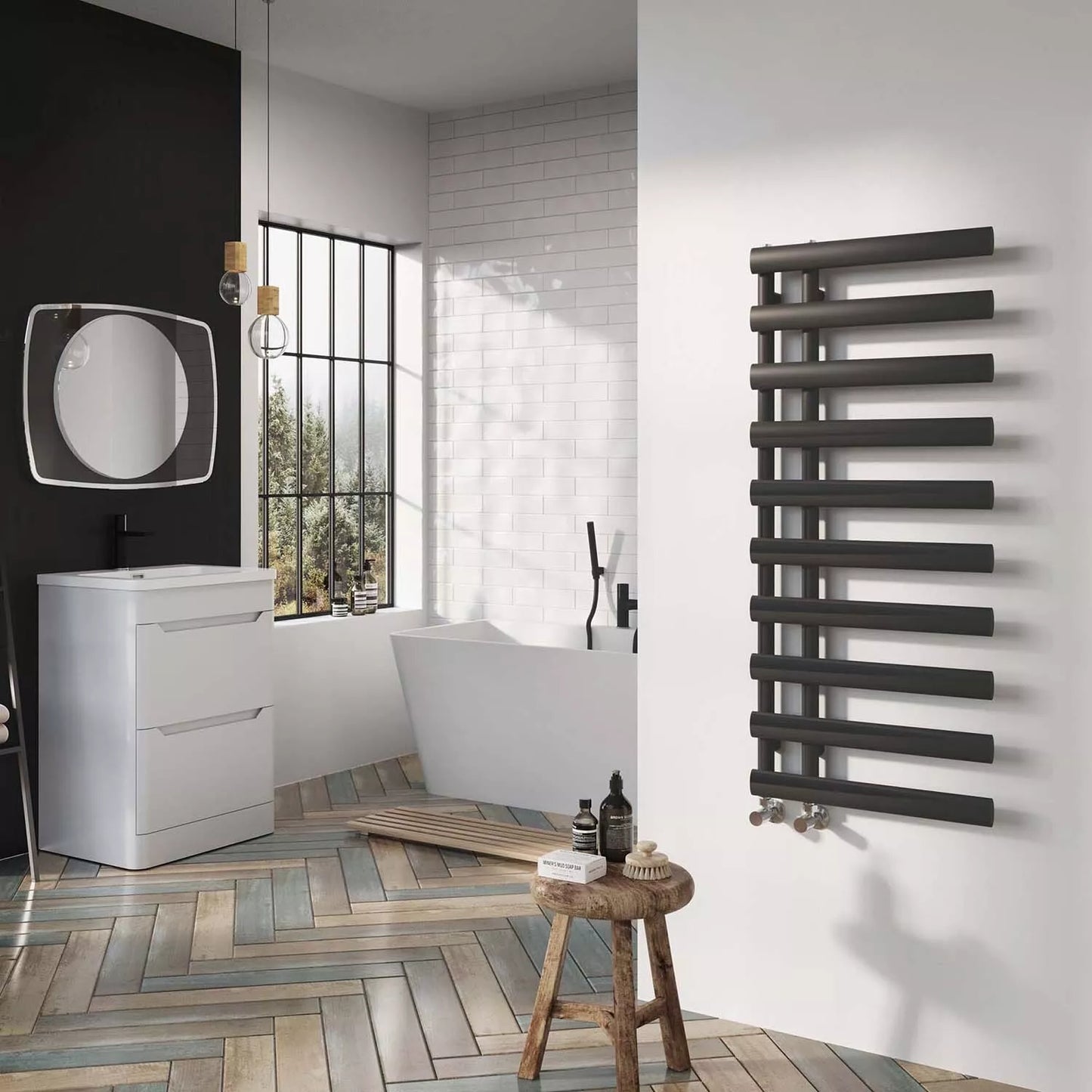 Dunwell Grey Designer Heated Towel Rail - 1610x500mm