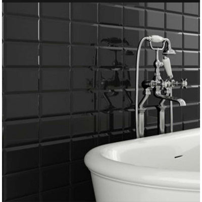 San Francisco Black Ceramic Brick Tile - 100x200mm