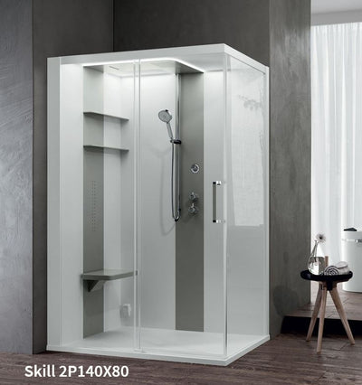 Novellini - SKILL 2P - Multifunction Shower Cubicle: Corner Entry With 1 Sliding Door + 1 Fixed Panel In Line + 1 Side Panel