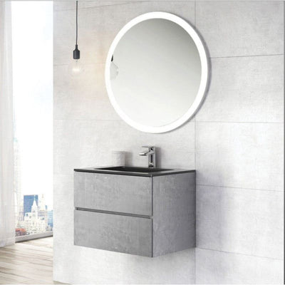 Venice Wall Mounted Vanity Unit Concrete & Black Resin Basin 600mm