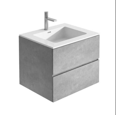 Venice Wall Mounted Vanity Unit Concrete & White Resin Basin 600mm