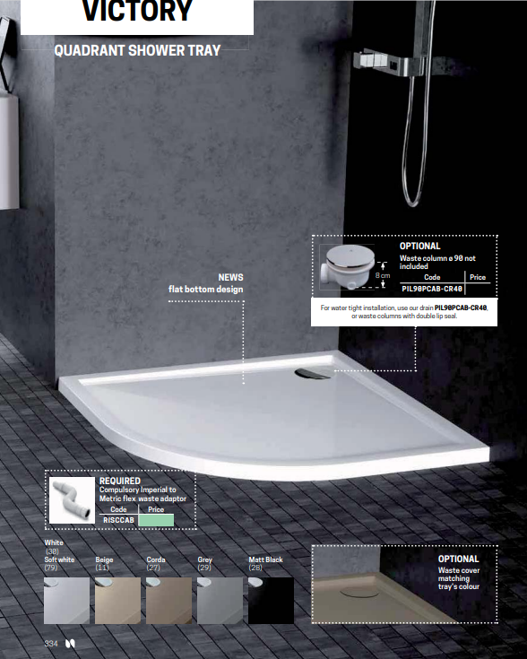 Novellini Victory Quadrant Shower Tray 800x800x115mm - Beige