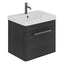 Elsa 600mm Wall Mounted Vanity Unit & Basin in Textured Black with Gunmetal Handles