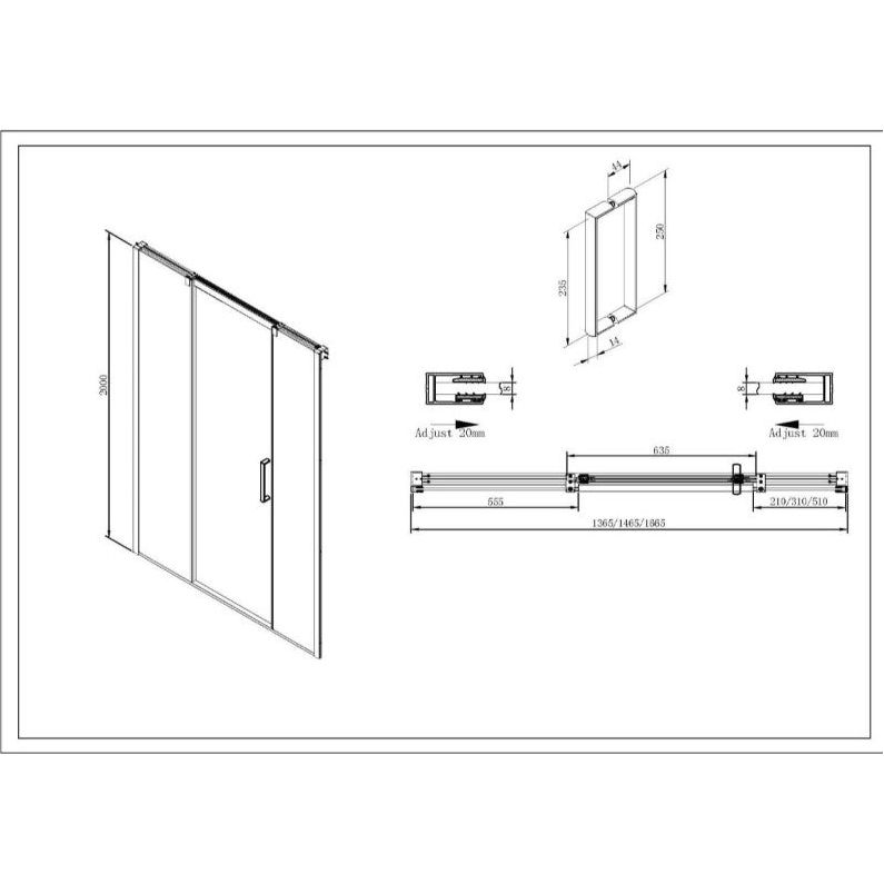 Wrenley 1300mm Sliding Shower Door