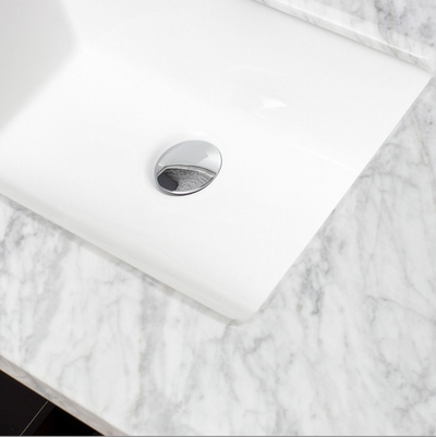 York 800mm Vanity Unit in Matt White with Marble Worktop & Ceramic Basin