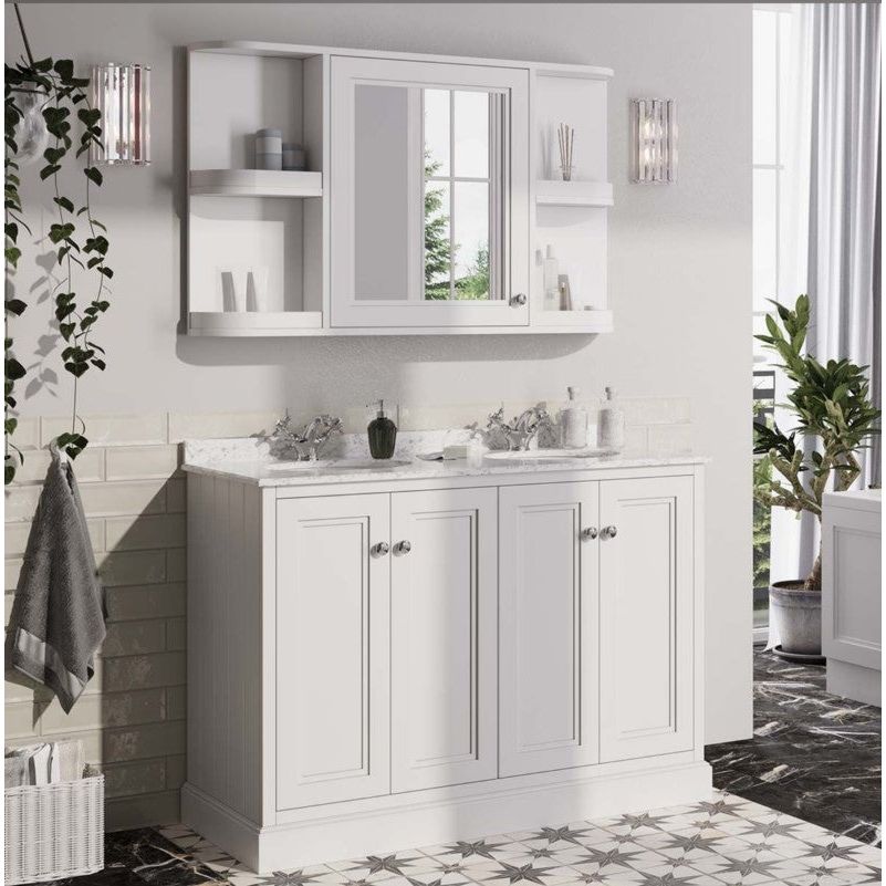 Louise 1170mm Mirrored Wall Cabinet Matt White