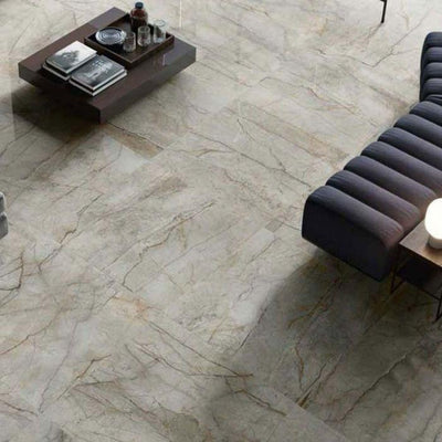 Huntsville Grey Marble Gloss Porcelain Tile - 900x900mm