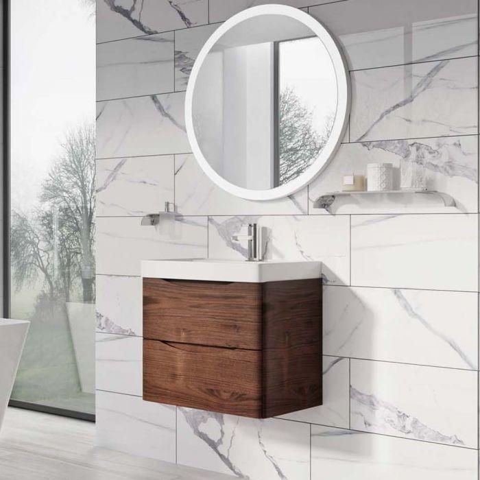 Montana 600mm Wall Hung Vanity Unit in Rosewood & Resin Basin