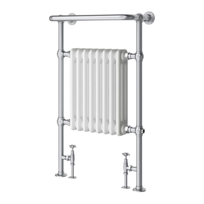 Tennessee White & Chrome Heated Towel Rail - 940x600mm