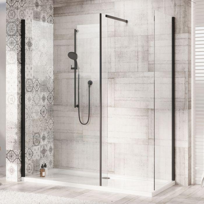 Clover Walk In Shower Enclosure Black- 1500 x 700mm