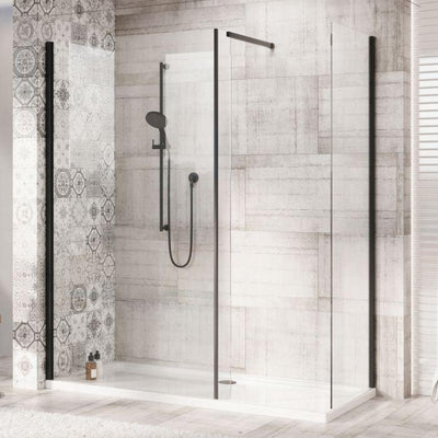 Clover Walk In Shower Enclosure Black- 1500 x 800mm