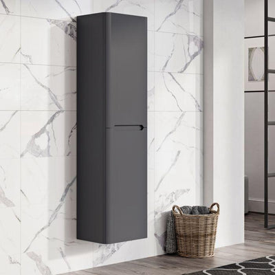 Eon Wall Hung Tall Storage Cabinet in Charcoal