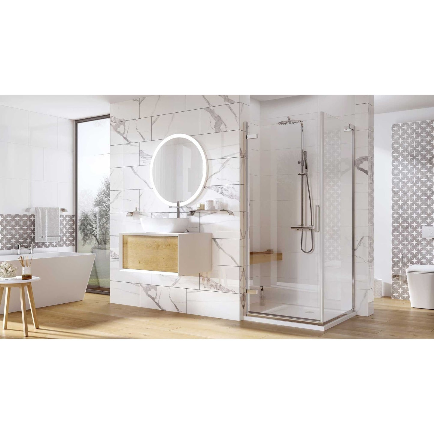 Evelyn 800mm Hinged Shower Door - Chrome