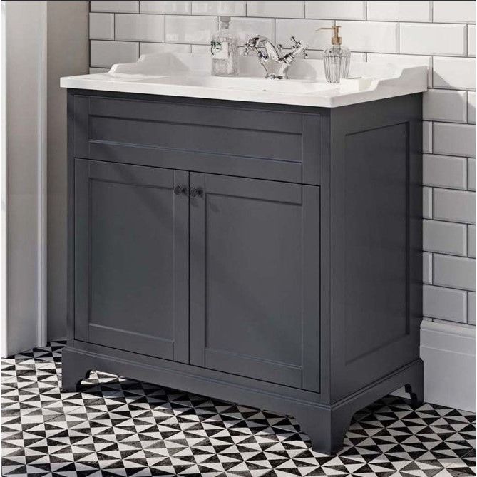 George 810mm Floorstanding Traditional Vanity Unit in Midnight Grey