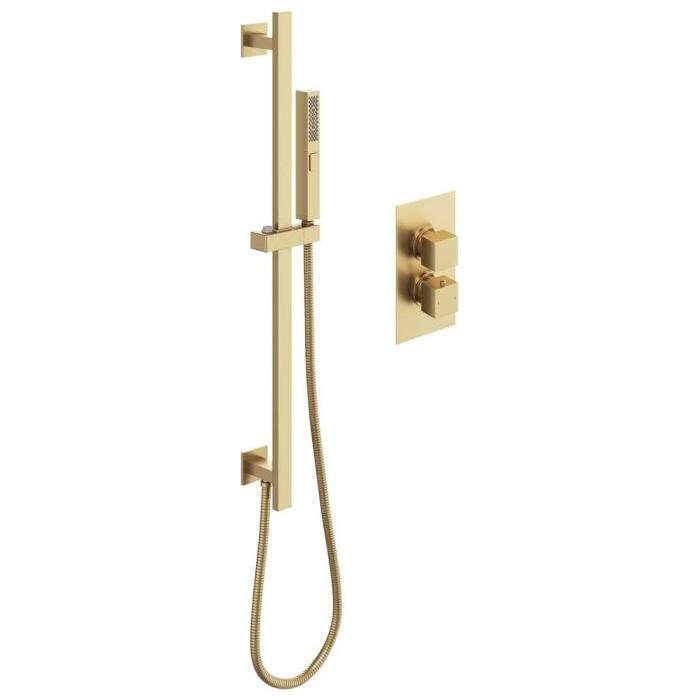 Liberty Single Outlet Square Concealed Valve with Slide Rail Kit - Brushed Gold