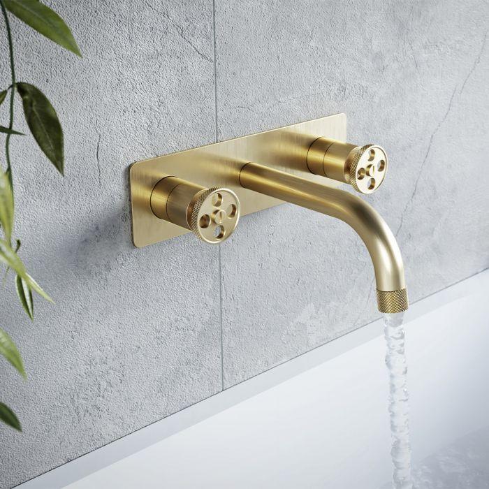 Alpha Brushed Gold Wall Mounted Bath Tap | Interiors Home Stores