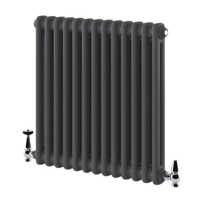 Nevada Grey Double Horizontal Column Radiator - 600x605mm