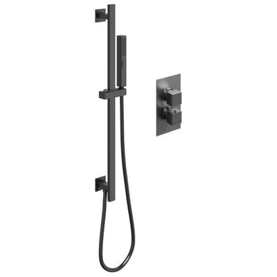 Liberty Single Outlet Square Concealed Valve with Slide Rail Kit - Gunmetal