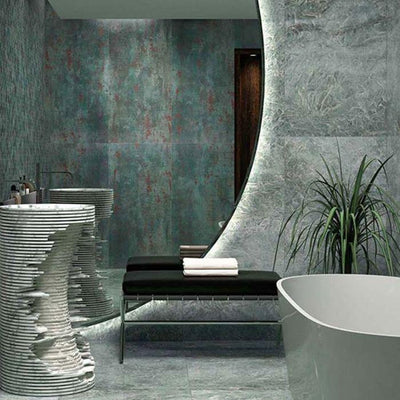 Irvine Seagreen Semi-Polished Metallic Porcelain Tiles – 600x600mm