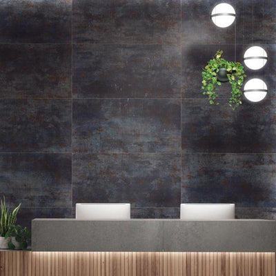 Irvine Royal Blue Semi-Polished Metallic Porcelain Tiles – 600x1200mm