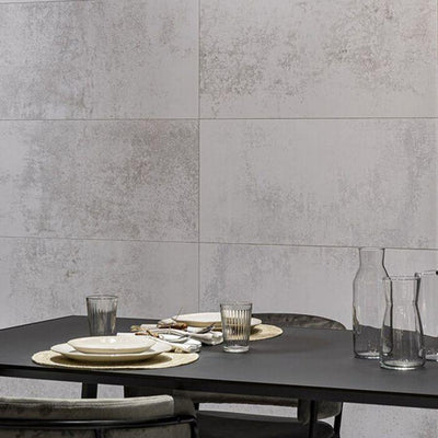 La Habra White Concrete Semi-Polished Porcelain Tile - 448x898mm