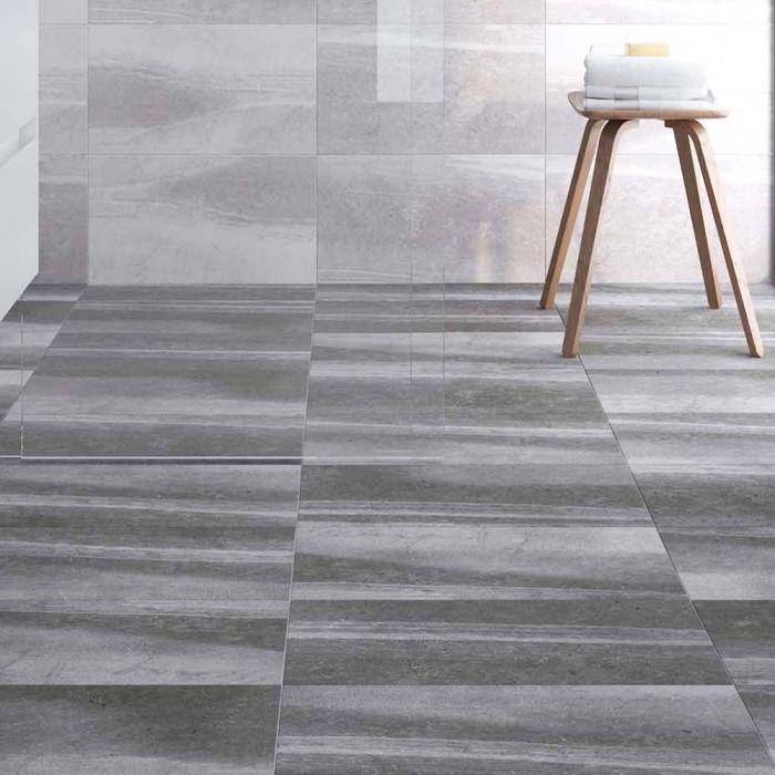 Lancaster Dark Grey Matt Porcelain Tile - 300x600mm