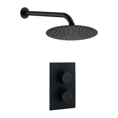 Liberty Single Outlet Round Concealed Valve with Shower Head and Arm - Black