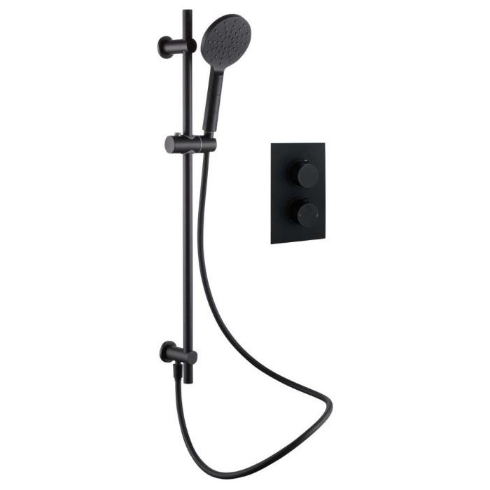 Liberty Single Outlet Round Concealed Valve with Slide Rail Kit - Black