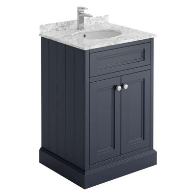 Louise 600mm Vanity Unit in Midnight Grey with Marble Top and Ceramic Basin