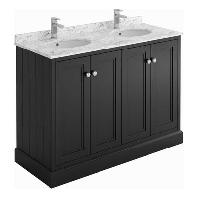 Louise 1200mm Square Floor Standing Vanity Unit in Matt Black with Worktop and Ceramic Basin