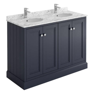 Louise 1200mm Square Floor Standing Vanity Unit in Midnight Grey with Worktop and Ceramic Basin