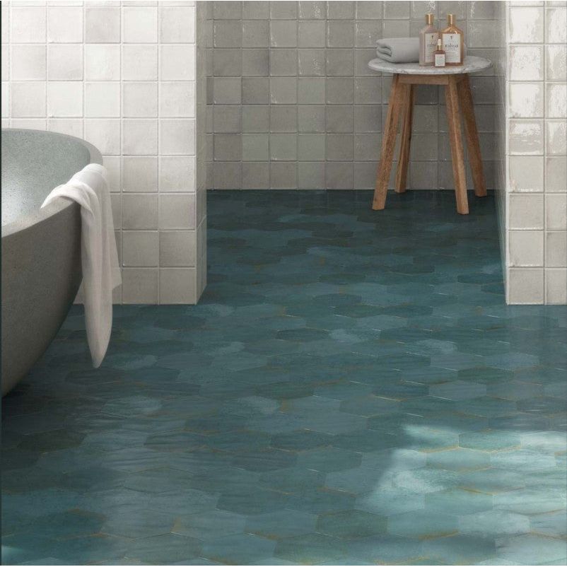 Las Vegas Blue Porcelain Hexagon Tile – 150x130mm