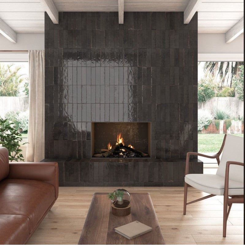 Las Vegas Black Porcelain Brick Tile – 75x300mm