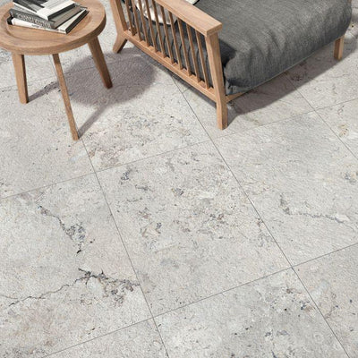 Magnolia White Stone Effect Indoor/Outdoor Porcelain Tile – 450x650mm