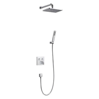 Monaco Square Dual Outlet With Slide Rail Kit, Shower Head & Arm - Chrome