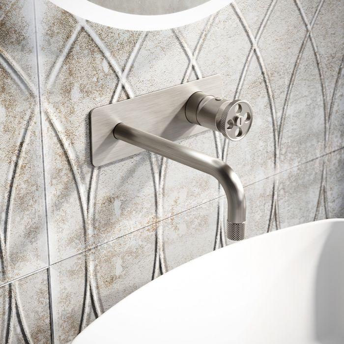 Alpha Brushed Nickel Wall Mounted Basin Mixer Tap